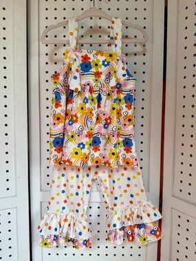 Pete + Lucy Floral & Polka Dot Two-Piece Outfit - Size 6 - 12M